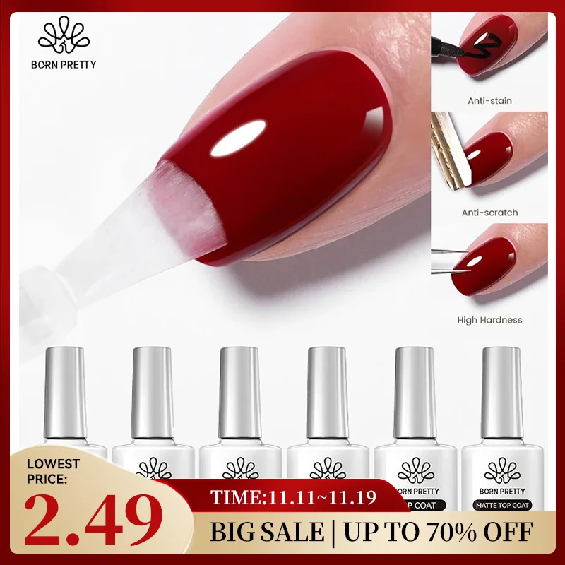 BORN PRETTY 10ml Super Top Coat No Wipe สําหรับเจลเล็บ Varnis กึ่งถาวร Matte เล็บด้านบนหนาฐานยางเล็บเครื่องมือ