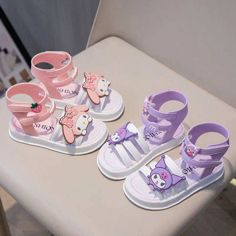 Sanrio Kuromi My Melody Kids Sandal Kawaii Anime Anti Slip Waterproof Cartoon Rome Super Light Girl Children Sandal Toys Gifts