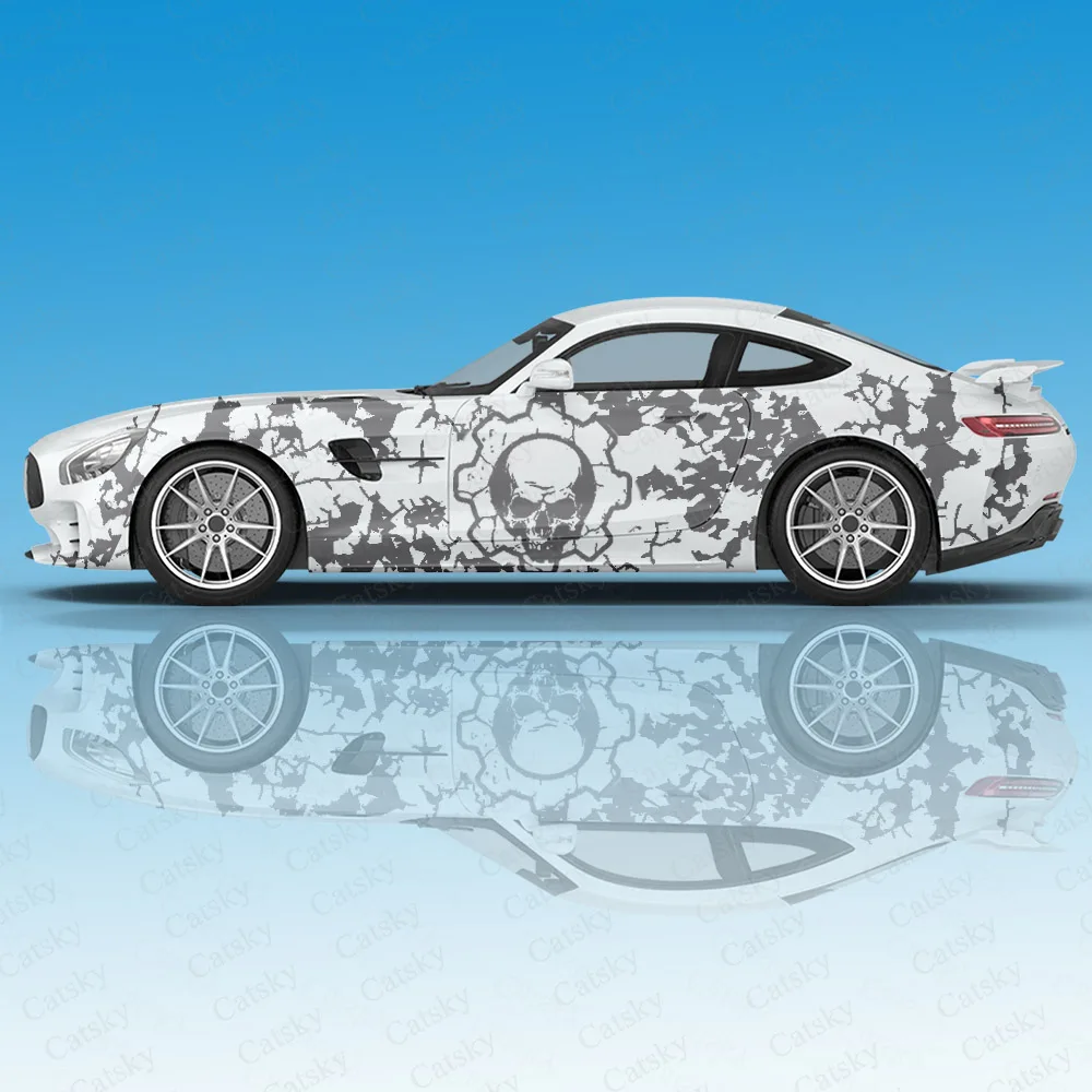 

skull camouflage Car stickers ita car tuning racing vinyl decal wrap side graphics car door sticker side decal sticker