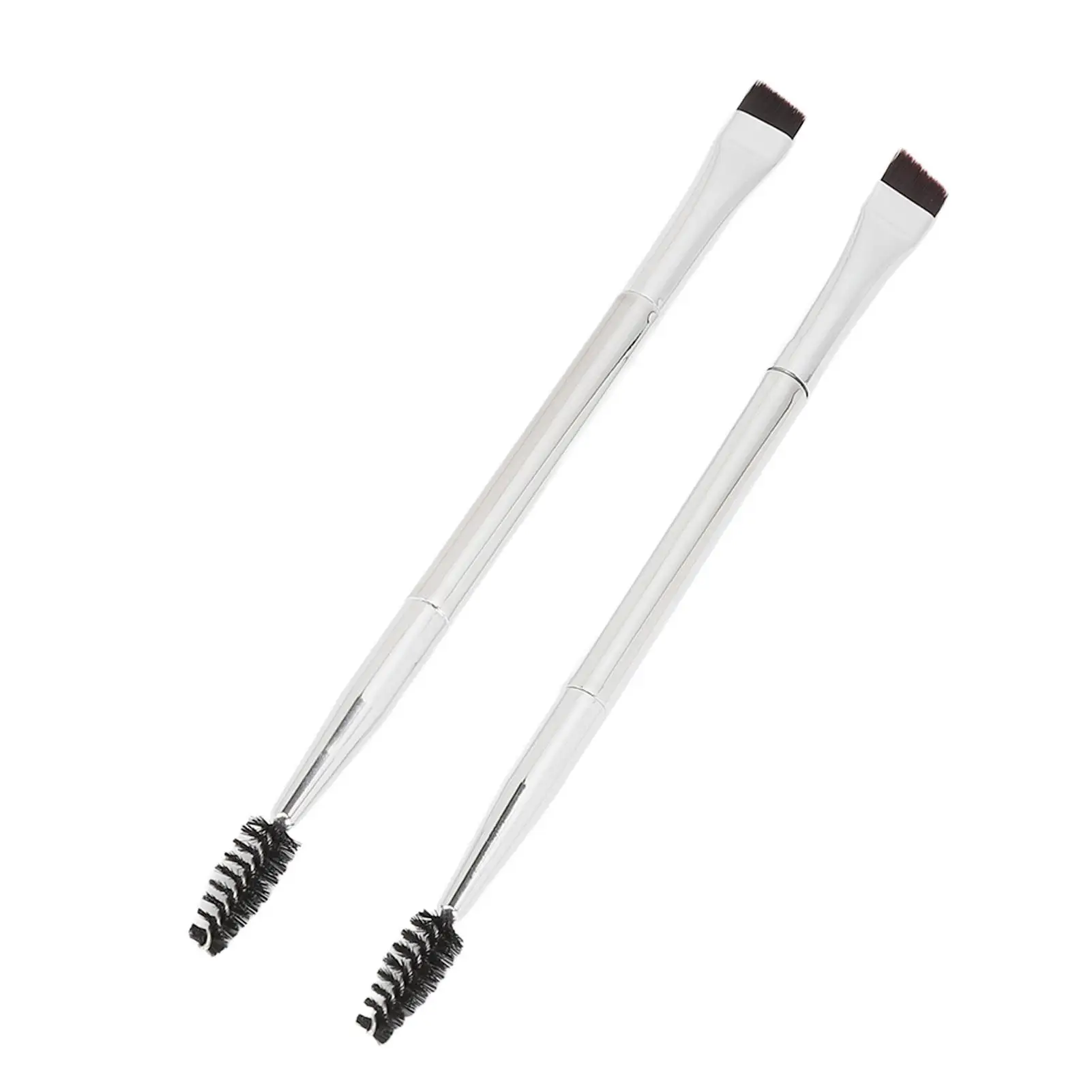 Escova de sobrancelha de ponta dupla, maquiagem de cabelo macio, espiral angular, escova de cílios, conjunto de ferramentas cosméticas, 2 peças