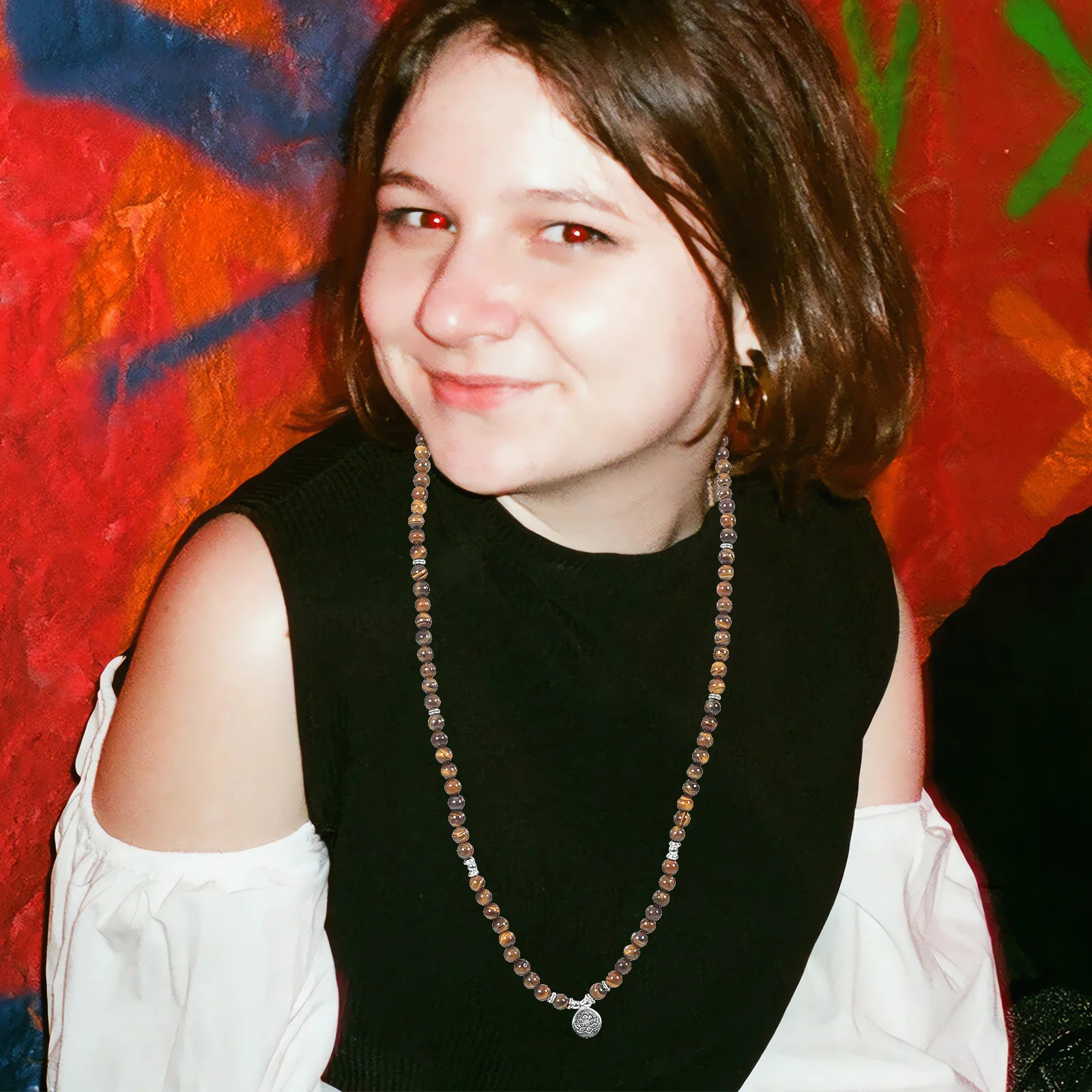 

Lotus Pendant Beads Necklace Stone Beads Elegant Beaded Bracelet Chain Fashion Jewelry for Women Wooden Bead Necklace