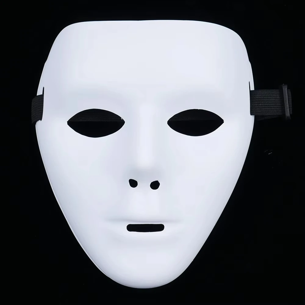 Halloween Pvc White Face Mask Hip-Hop Men's And Women's Dance Eyemasks Party Cosplay Costume Wedding Decoration Prop Hand-painte image 2