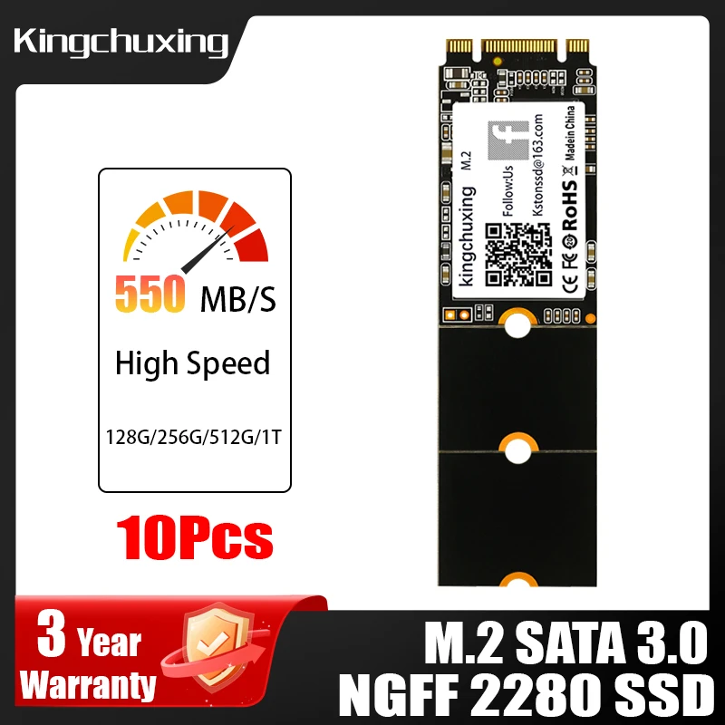 Kingchuxing 10Ps M.2 SATA SSD 1TB 512GB Internal Solid State Drives M2 NGFF 2280 For PC Laptop