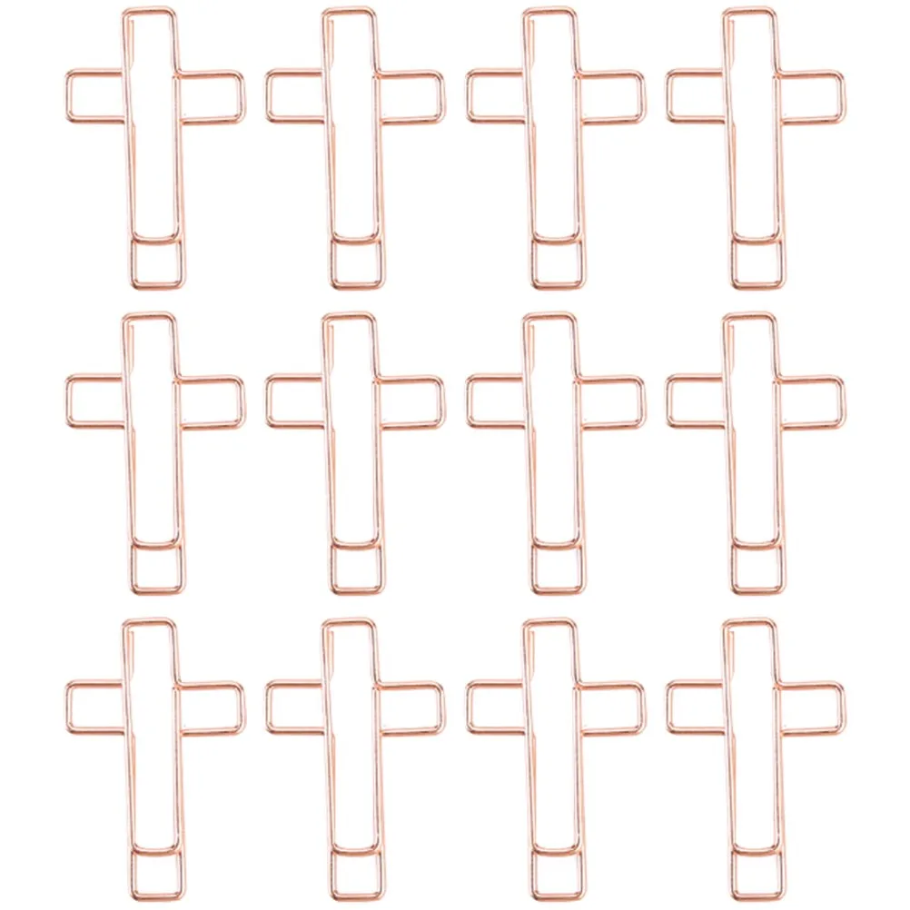 

12pcs Cross Shaped Paper Clips Clips For Church Home Office Bookmark Memo File Note Holder Journaling Clamps