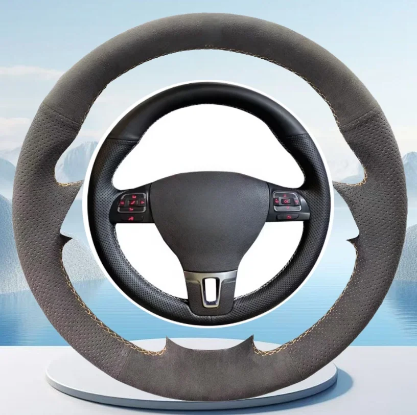 

Custom DIY Breathable Suede Steering Wheel Cover For Volkswagen Golf 6 Mk6 Polo Sagitar Bora Santana Jetta Mk6 Car Accessories