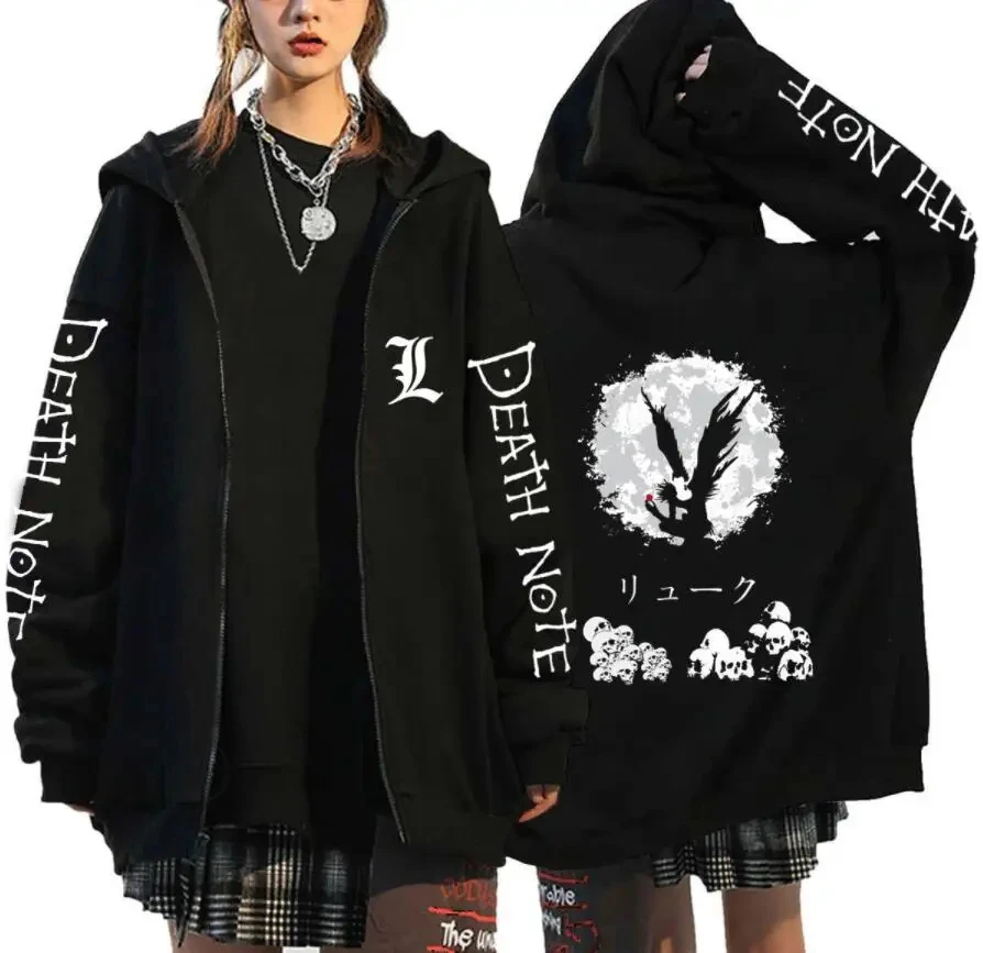 Oversized Hoodie Death Note Zip Up Hoodie Moletom Feminino Casual Streetwear Sweatshirts Vetement Homme Anime Tops Jackets