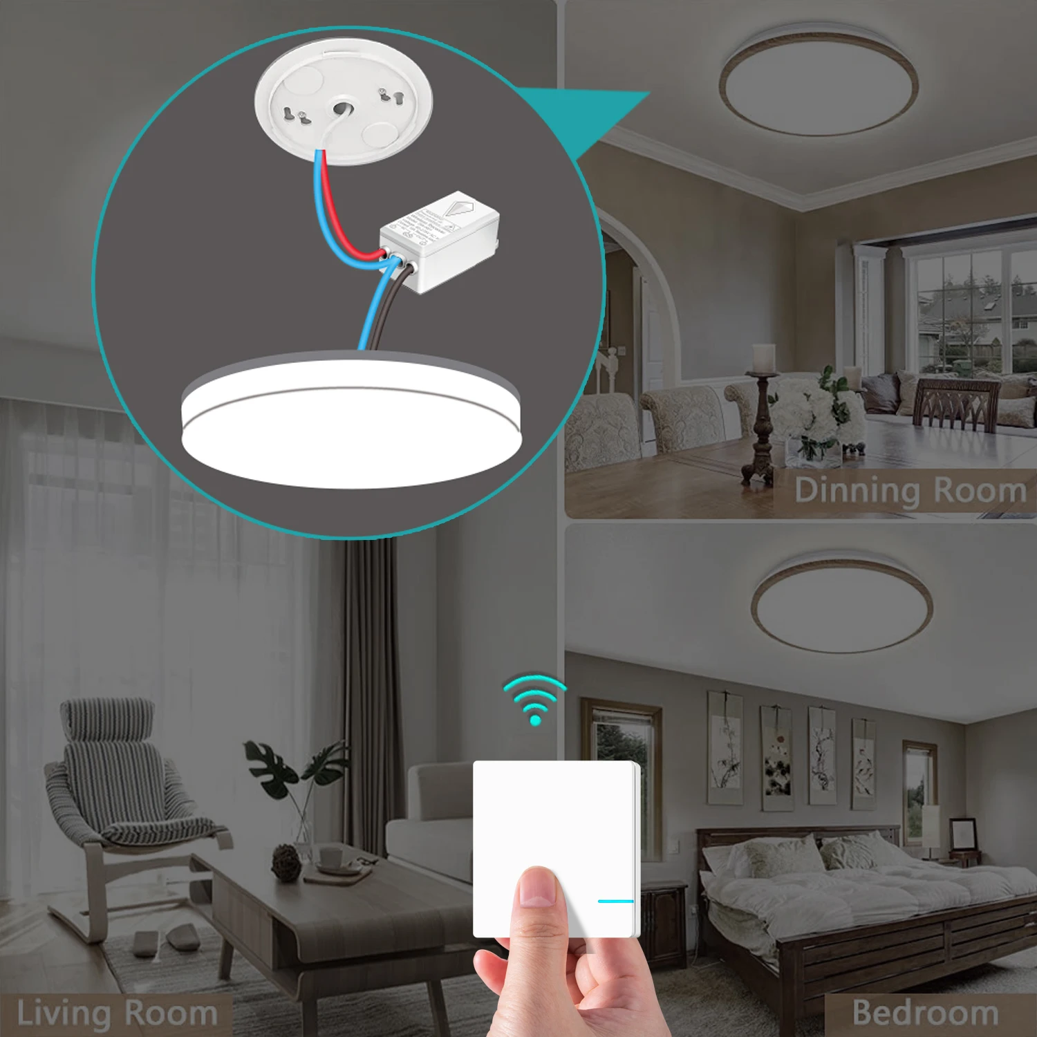 

1 433 trillion Wireless Light Emitting Diode Waterproof Panel Switch Receiver Kit Remote Control 1000W Light Switch 10A