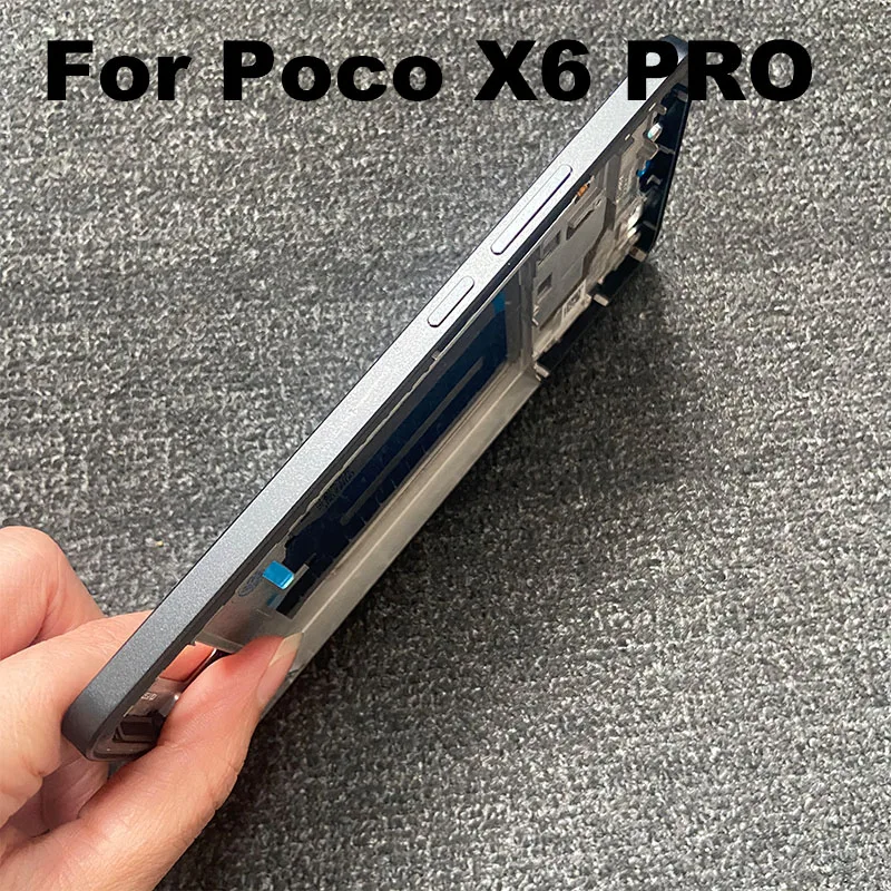 For Xiaomi Poco X6 Pro 5G LCD Front Bezel Middle Frame Faceplate Housing Chassis + Buttons Smartphone Repair Parts