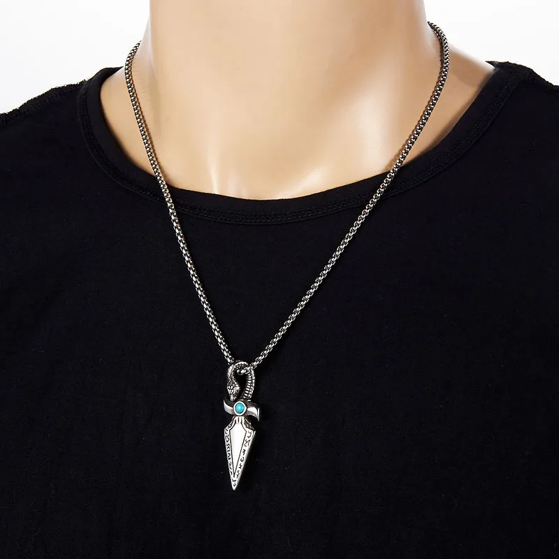 Stainless Steel Titanium Viking Pirate Snake Arrow Head Hip Hop Punk Pendant Collar Chains Necklace for Men Women Jewel