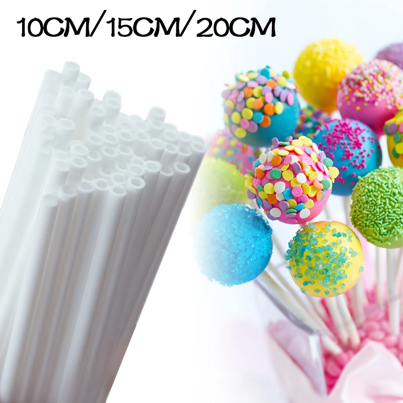 100 Unidades de Palitos de Plástico Brancos Seguros para Pirulitos, Doces, Chocolates e Confeitos - Ferramenta DIY para Moldes de Confeitaria