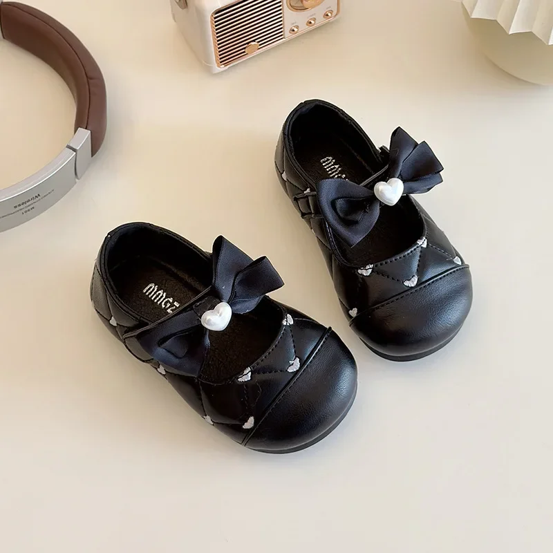 

Toddler Shoes Children Spring Autumn Love Leather Shoes Girls Soft Soled Baby Girls Bows Princess Single Shoes KIDS Shoes