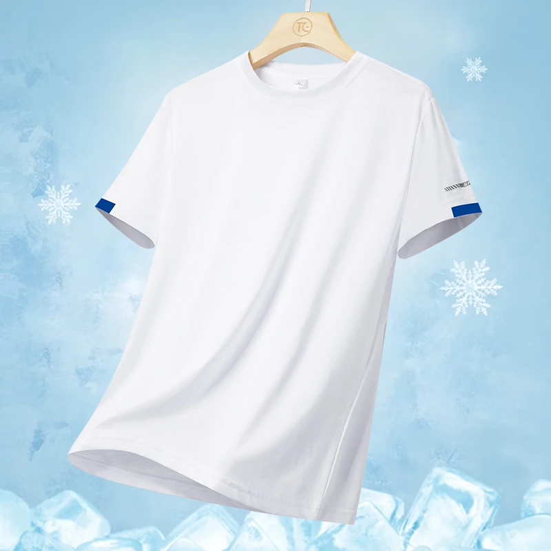 

Summer Outdoor Sports Breathable Sweat Absorbing Quick Drying Short Sleeved T-shirt Fashionable Trendy Ice Silk Loose T-shirt