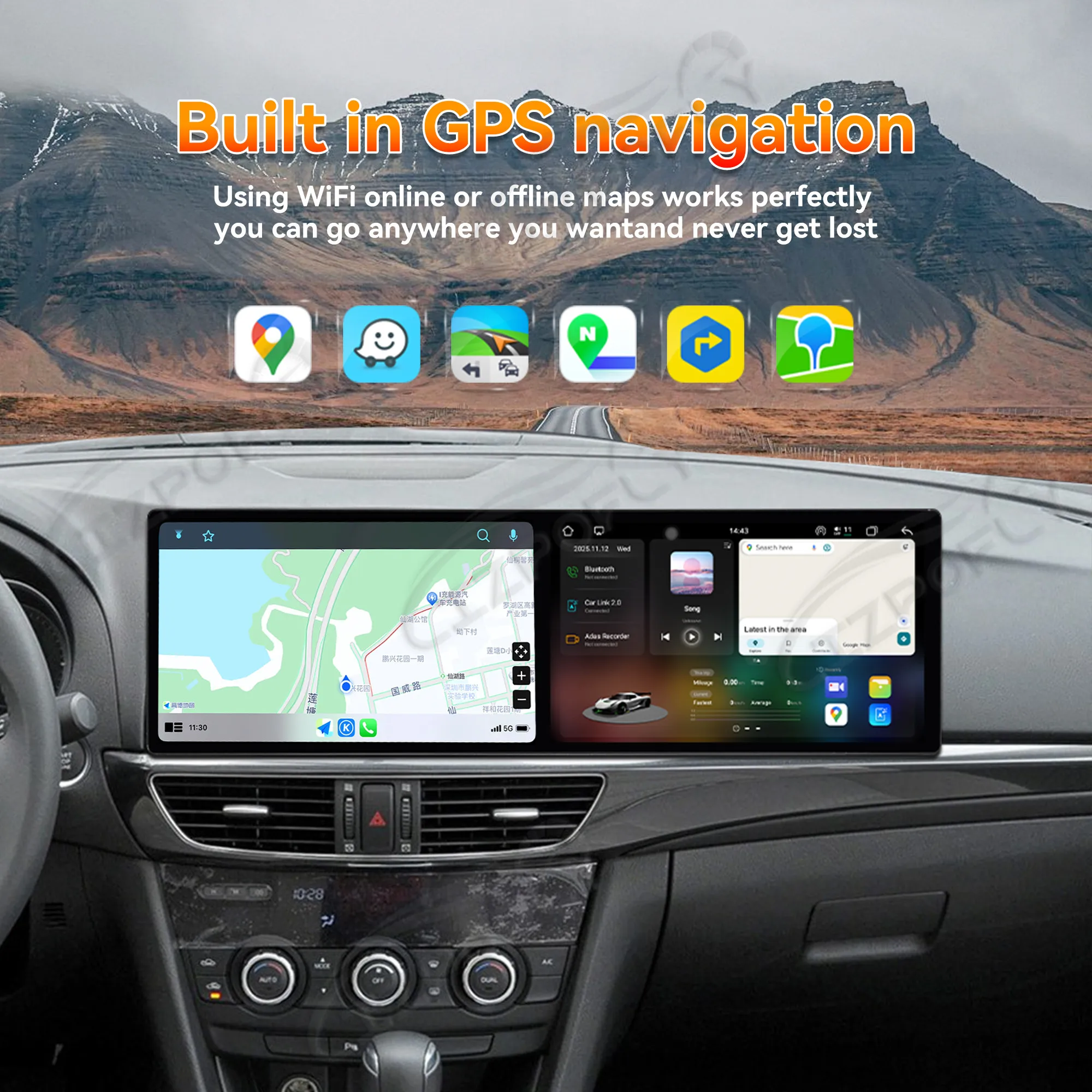 

Автомобильный радиоприемник Carplay с двойным 10,1-дюймовым сенсорным экраном для Mazda Atenza 2014-2016 Android 15, автомобильный мультимедийный плеер с GPS-навигацией
