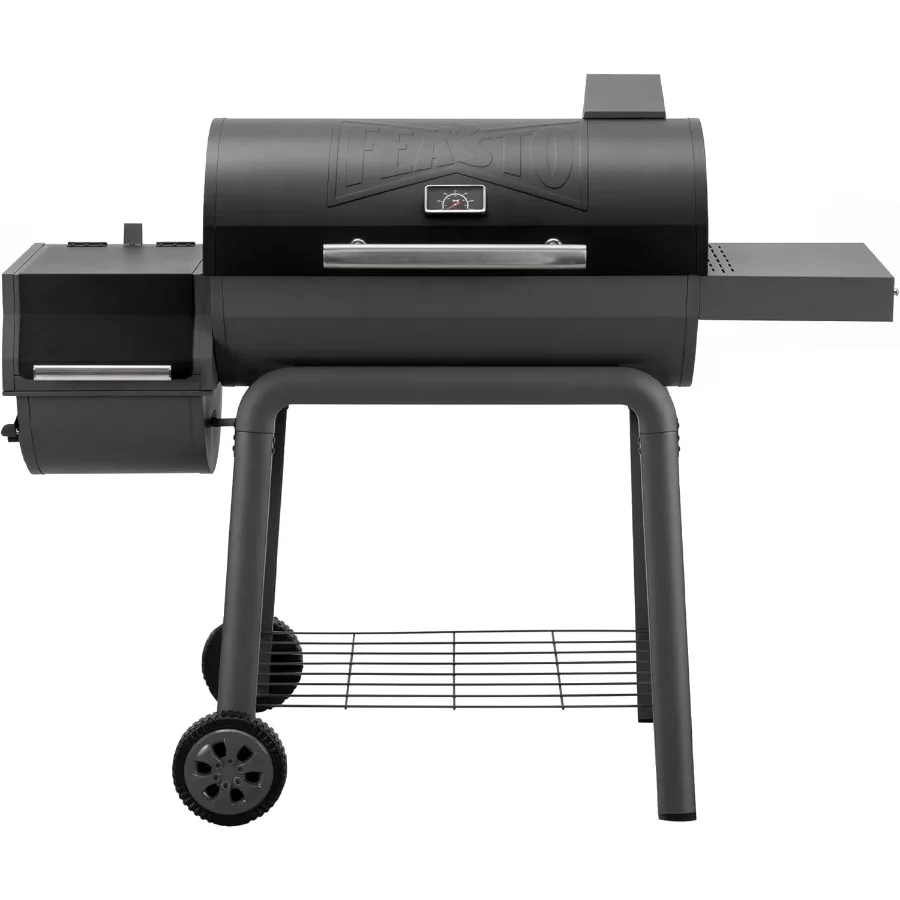 

BBQ Charcoal Grill with Offset Smoker Grill and Side Table 30In HeavyDuty Outdoor BBQ Grill with 832 Sq. In. Cooking Space for