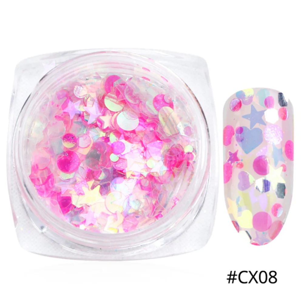 

12Pcs Nail Sequins Lightweight Durable Moon Star Shapes DIY Nail Art Supplies Manicures Decoration for Women Ladies