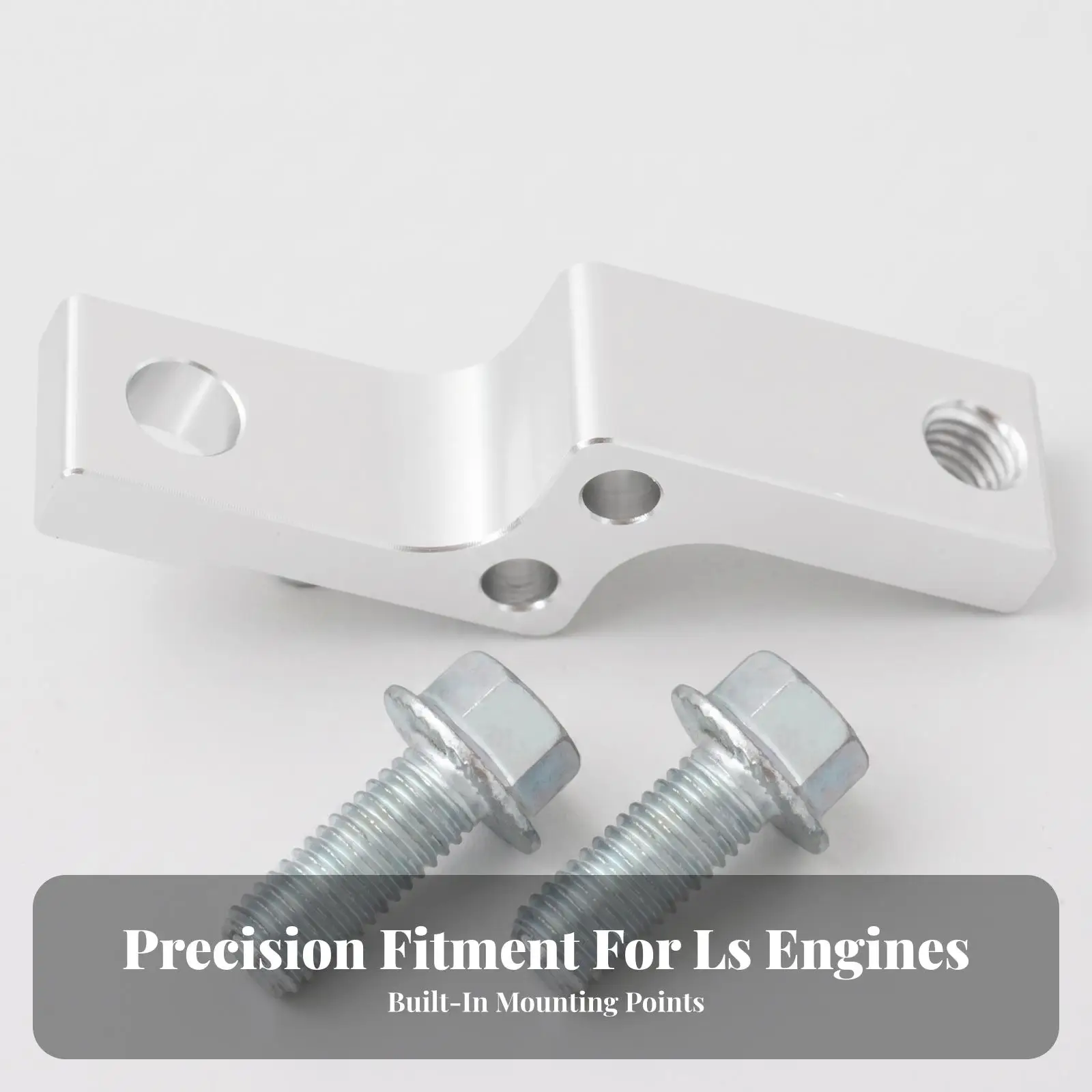 Stepped Silver Transmission Adapter Bracket for LS Swap Dipstick with Machined Iron Construction