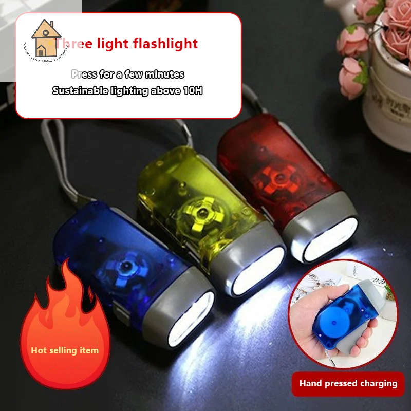 

Eco-friendly Manual Power Flashlight; Rechargeable, Water-resistant LED Light for Household and Camping