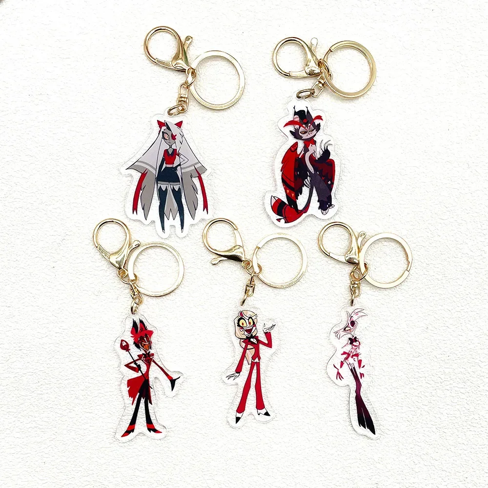 Anime Hazbin Cosplay Keychains Cartoon Characters Pendant Key Chain Cosplay Accessories Halloween Birthday Party Props