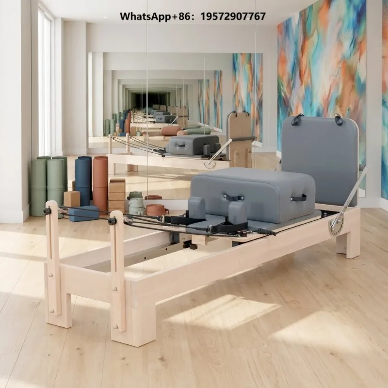 Custom Oak Wood Pilates Reformer Machine Professional Studio Core Bed Customizable Colors for Yoga Pilates Workout Trainer