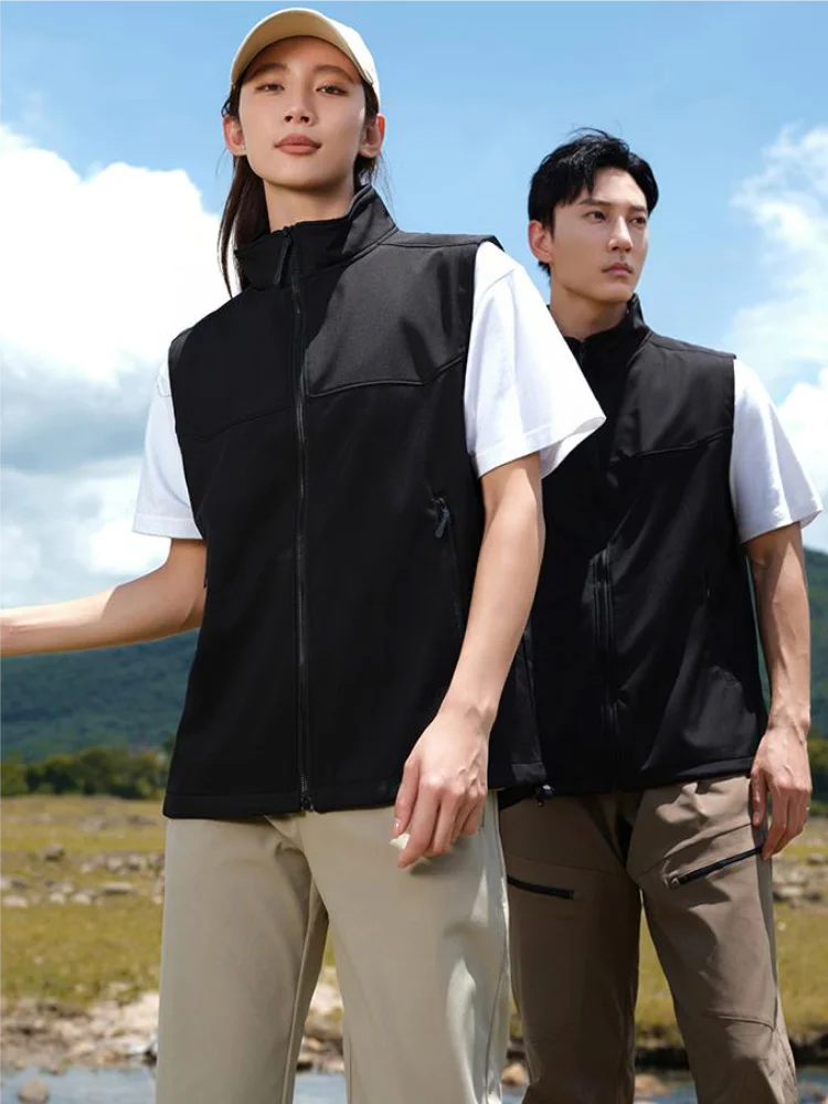 Logo personnalisé homme femme hiver couleur unie loisirs et confortable chaud fermeture éclair col montant sans manches gilet de volontaire