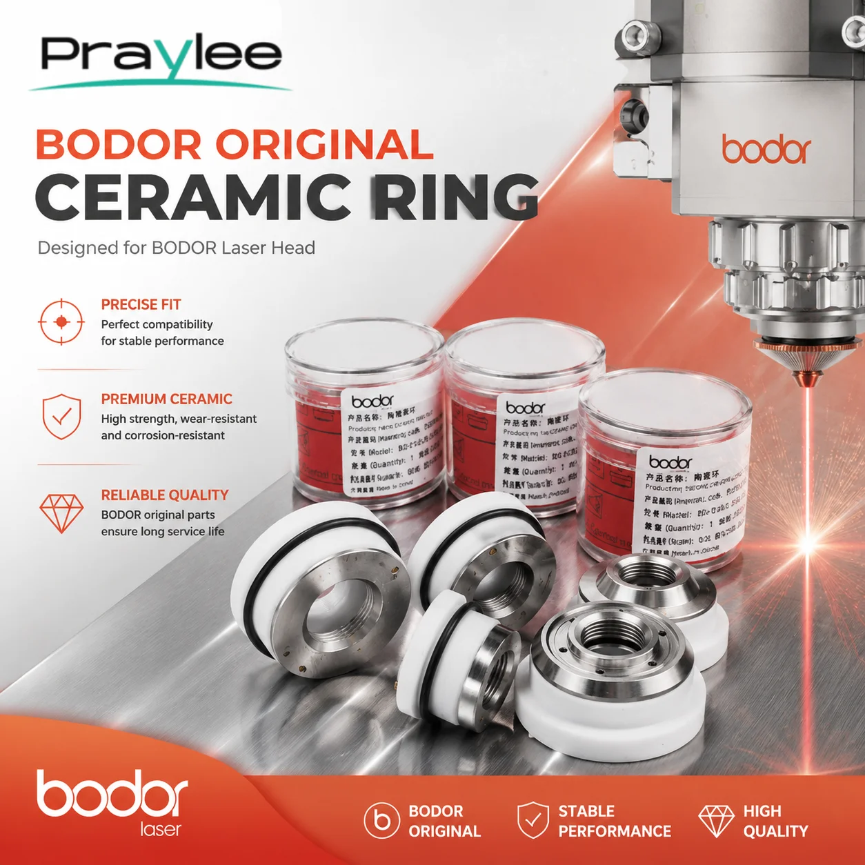 BODOR Original Ceramic Ring Laser Head D28 H12 M11 High Quality Stable Performance Laser Accessory for BODOR Laser Head