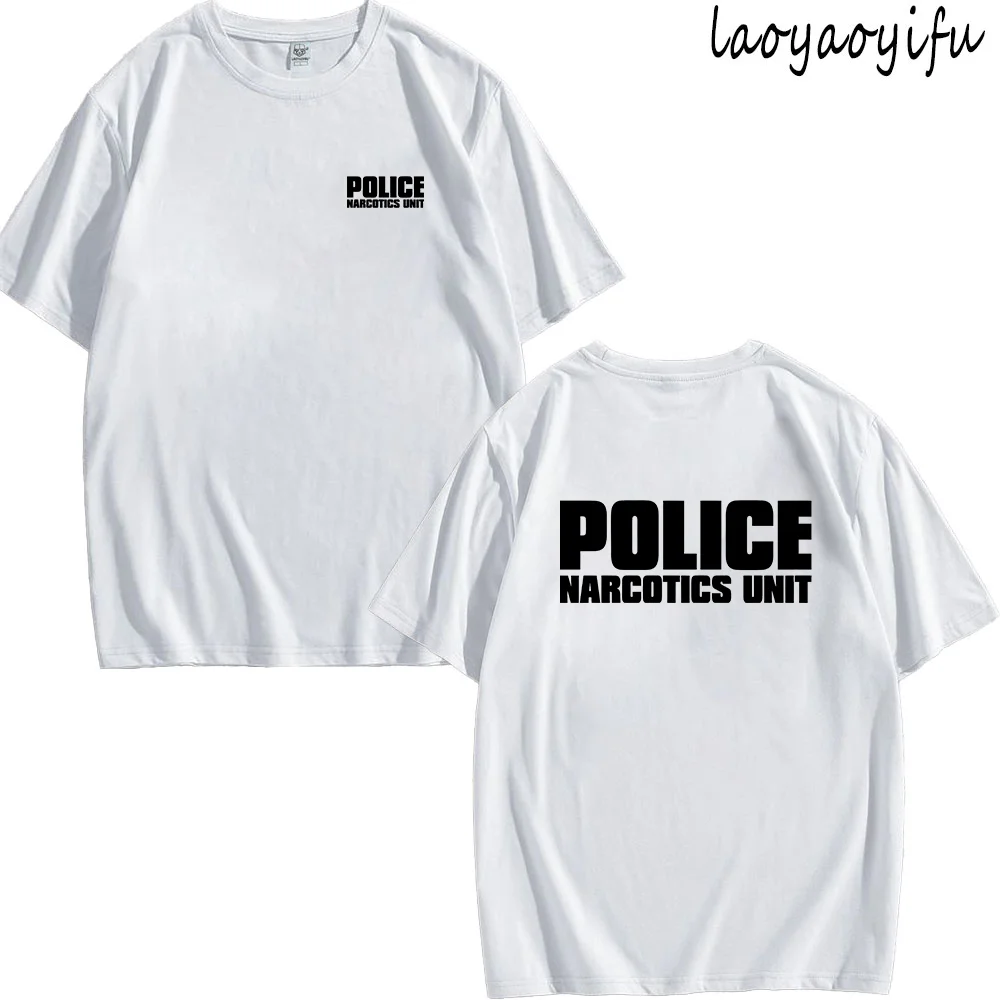 Vintage T Shirt Police-Narcotics Unit Print T-shirt Tops Letters Graphic T Shirts Men T Shirt Women Clothes Unisex Cotton Tee