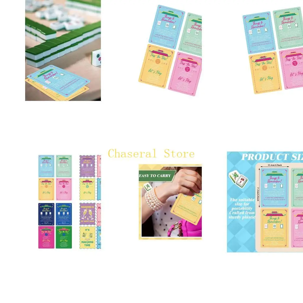 E7CE Mahjong Tiles Mixers Cards 4 Piece Set, Double-Sided Tile Shuffling Mixing for Quick Rule Recall at Party Table Play