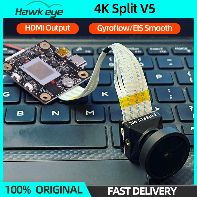 NEW Hawkeye 4K Split V5 Camera HDMI Output USB AV EIS/Gyroflow Smooth 6-24V Input PAL/NTSC For RC FPV Long Range Racing Drone