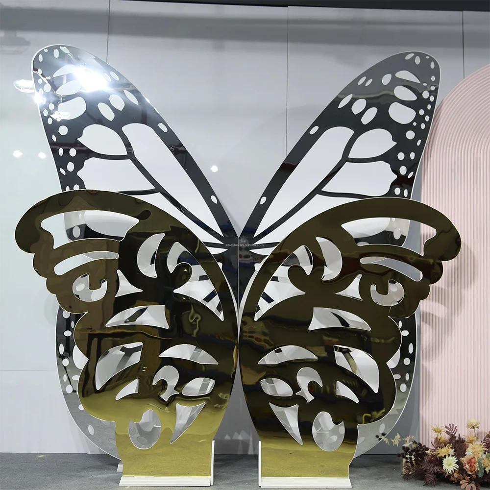 

Latest Design Golden Wedding Backdrop Stand Acrylic Butterfly Backdrop