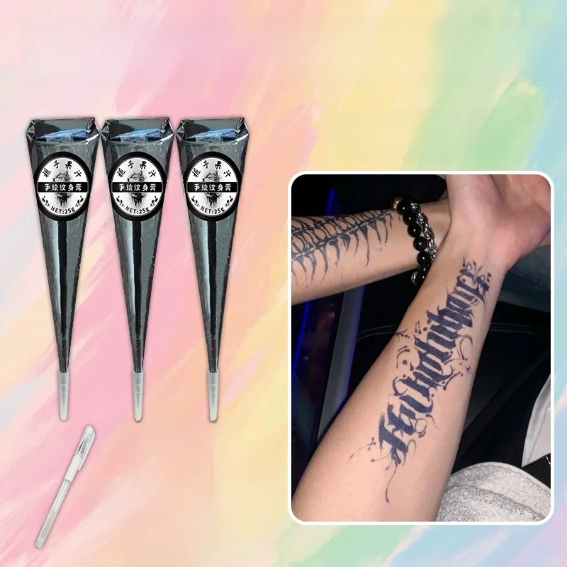 Pure Plant-based 25g Henna Paste Turquoise Natural Long-lasting Jagua Juice Tattooing Hand-drawn Tattoo Cream Sketch Pen