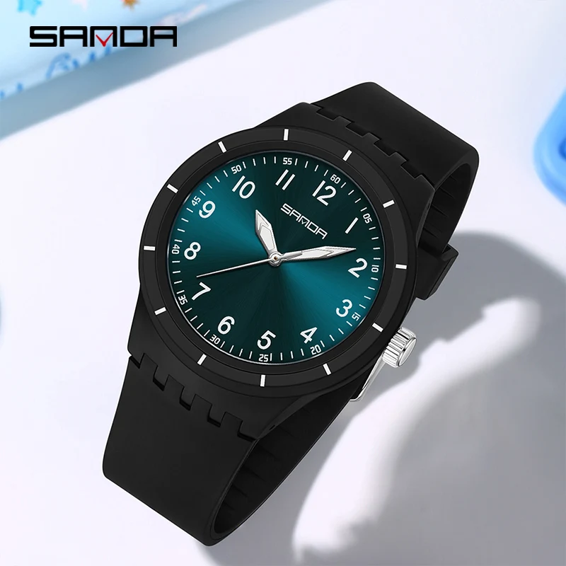 SANDA 9075, повседневные студенческие кварцевые часы, простой водонепроницаемый силиконовый ремешок, светящиеся модные наручные часы для девочек и мальчиков, reloj para niños