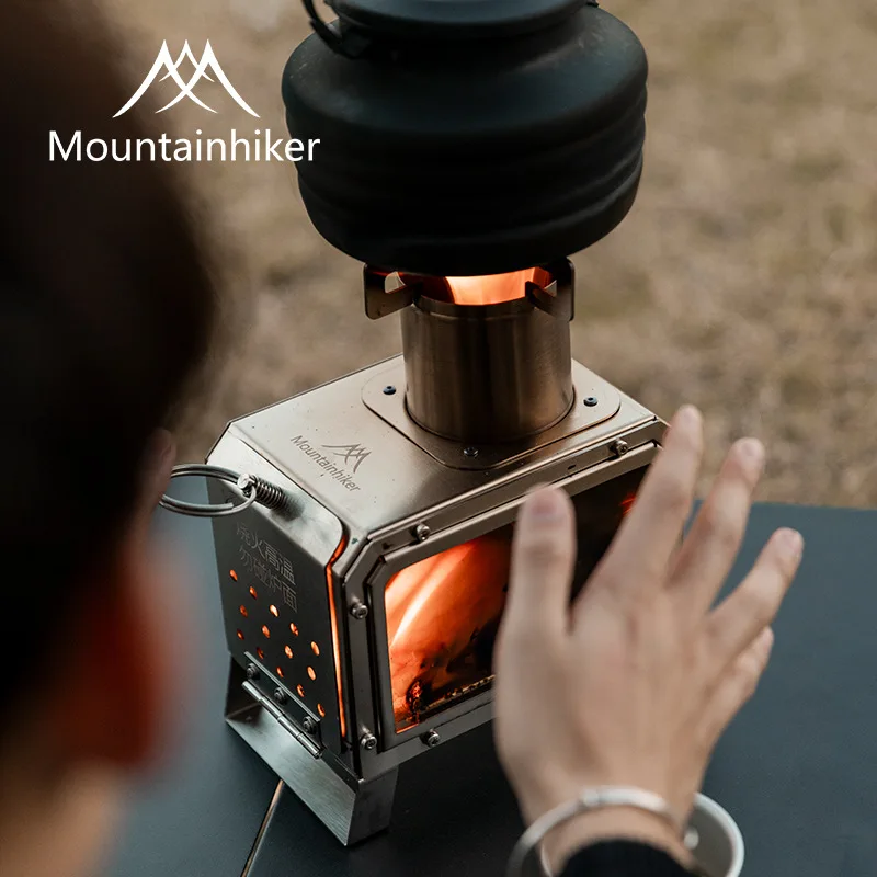 Portable Camping Wood Stove Stainless Steel Lightweight Indoor Outdoor Cooking and Heating Compact Stove for Camp and Backyar