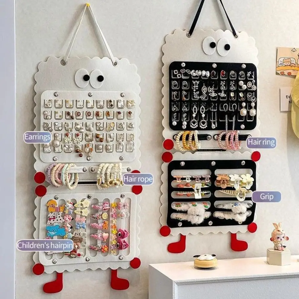 Felt Hair Clip Storage Bag Large Capacity Cartoon Hair Accessory Display Rack Detachable Wall-mounted Hanging Bag