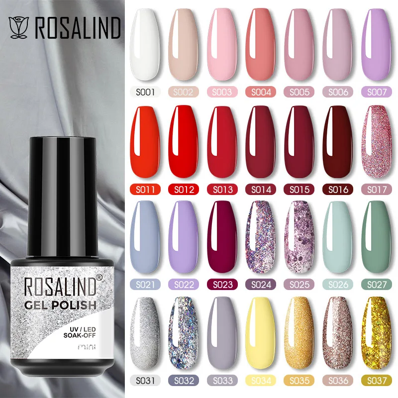 

ROSALIND Gel Nail Polish Hybrid Varnish UV Shiny Nail Gel Semi Permanent For Manicure Art Nail Polish Matt Base Top Coat