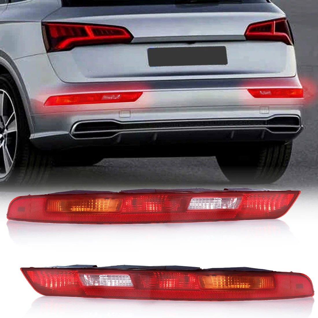 

Reflector Lamp For Audi Q3 2016 2017 2018 Rear Bumper Tail Light Turn Signal Brake Lamp Car Accessories 8UD945095B 8UD945096B