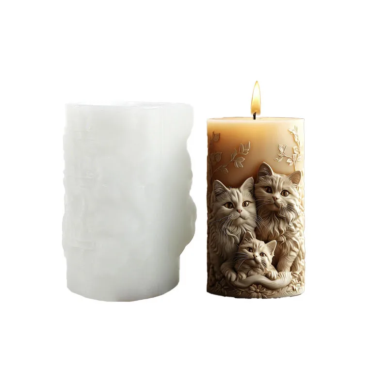 Animal Series - Cat Column Candle Silicone Mold Create Stunning DIY Silicone Resin Molds and Plaster Silicone Molds