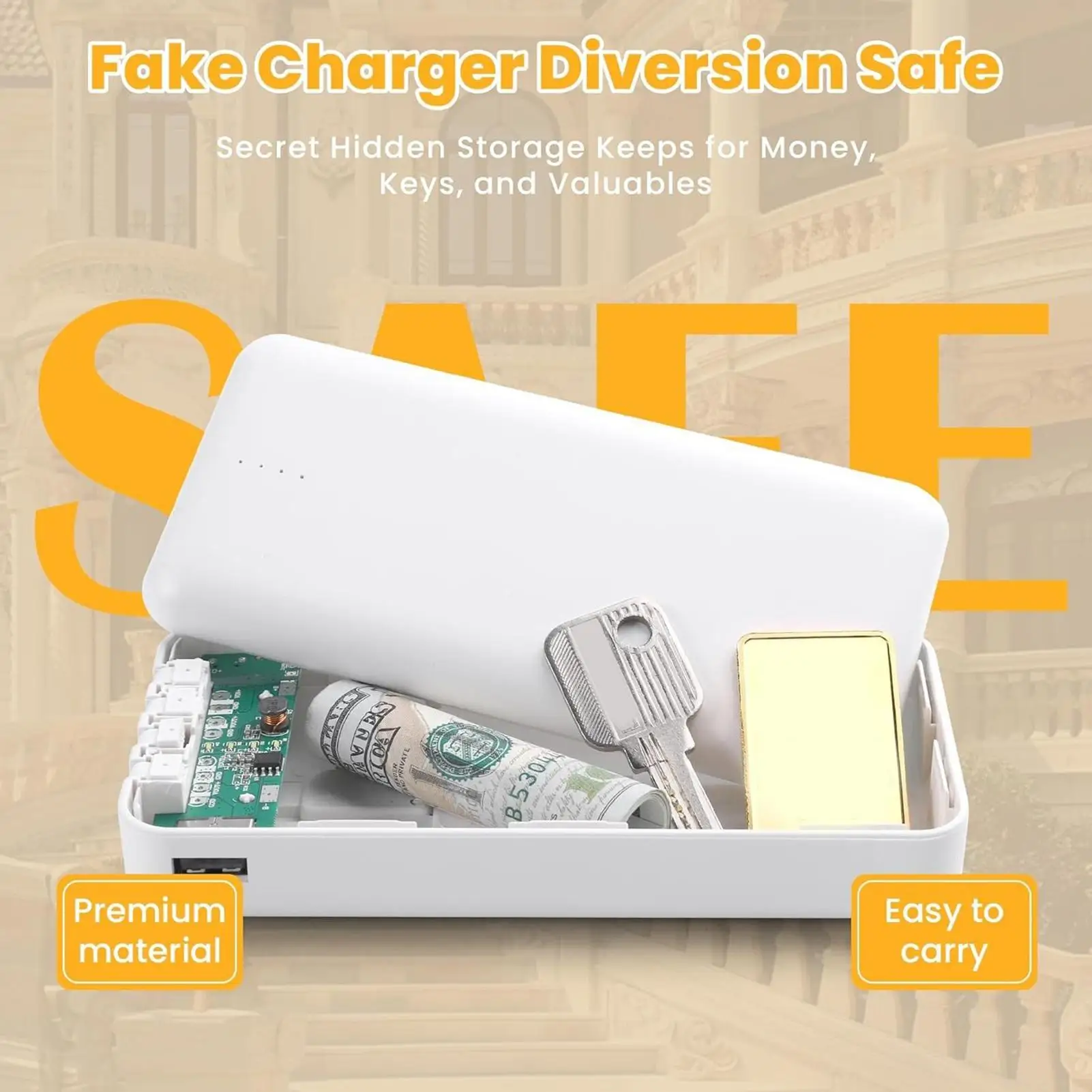 حاويات إخفاء سرية، حقيبة تخزين محمولة، تصميم باور بانك، عناصر مخبأة سرية للمنزل، مجوهرات آمنة للسفر، الأشياء الثمينة #5