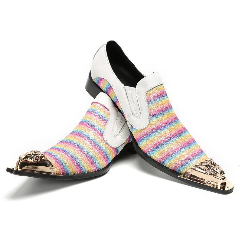 Brett Frühling Herbst Schuhe für Männer Metalle Hut Spike rosa Business Bankett Party sozialisieren Rindsleder Hochzeit Herren schuhe – Detail 26