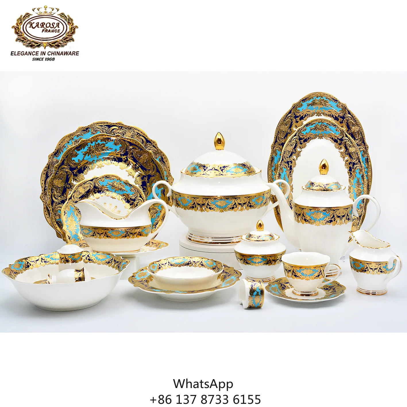 

Hight Quality 98pcs Gold Decoration Tableware Bone China Dinnerware Porcelain Luxury Style Dinner Sets