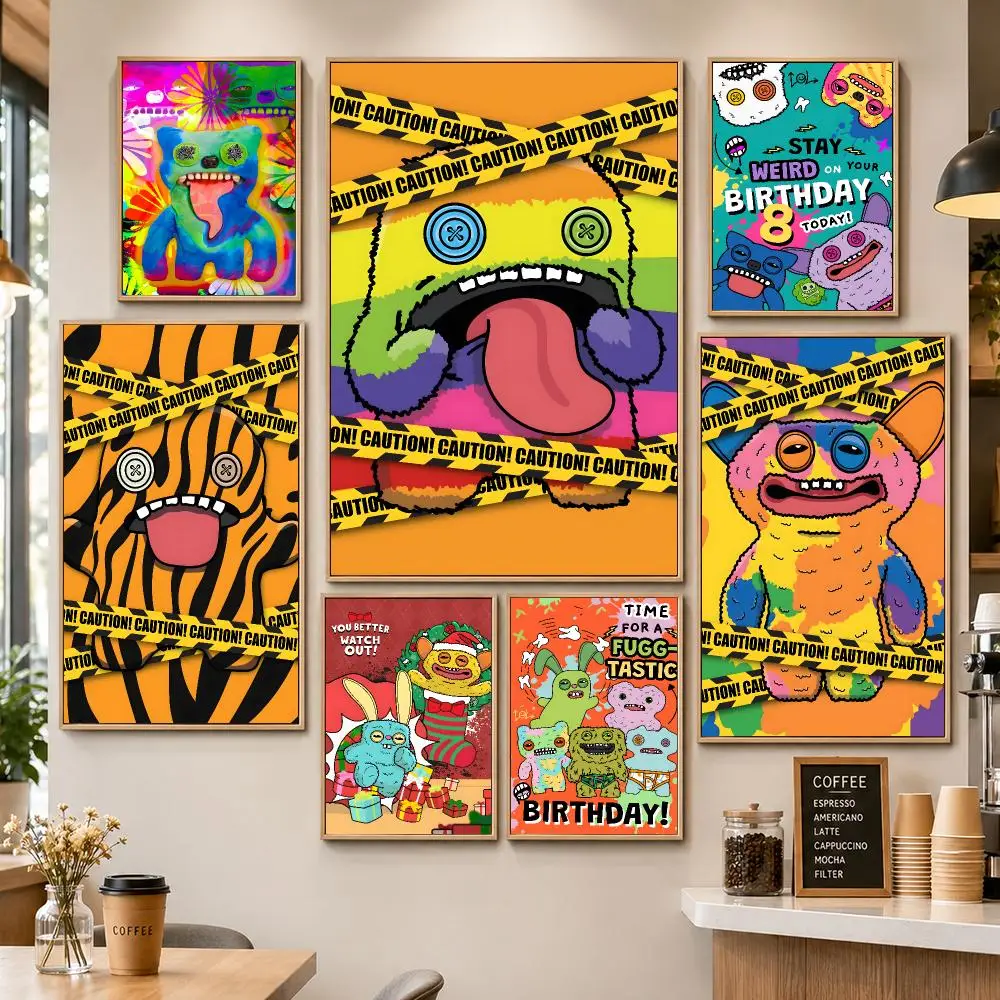 Toy Fuggler Funny Ugly Monster Plush Poster PP Decorative Poster Water-Resistant Print Apartment Dorm Office Cafe Gift