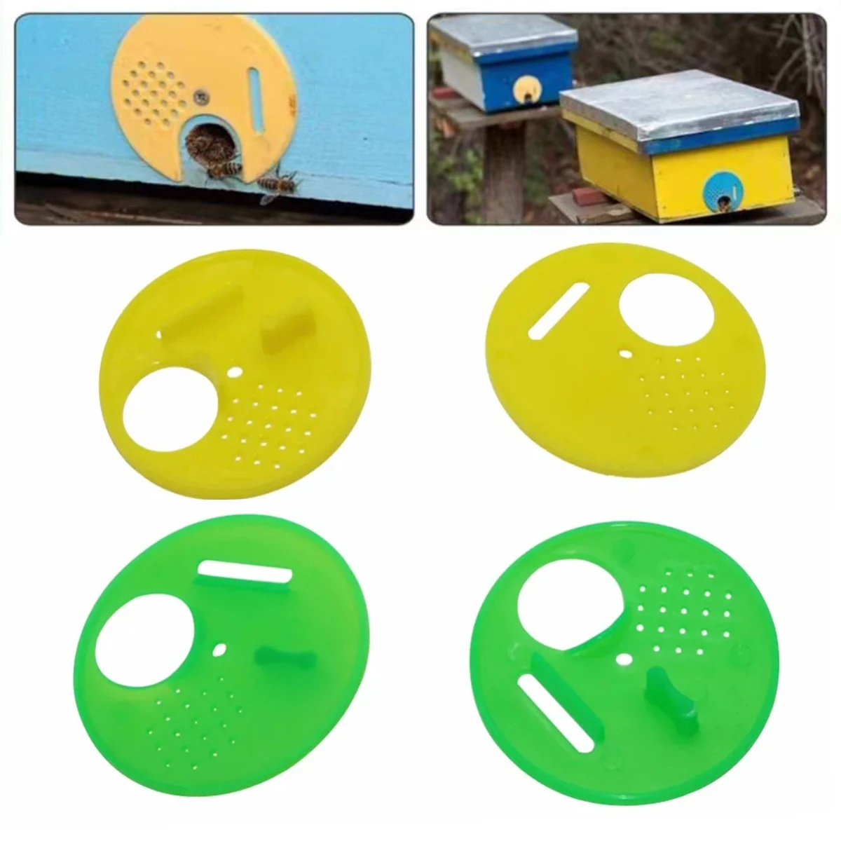 100Pcs Plastic Multi-Function Circular Honeycomb Door Diameter 68mm Rotating Beehive Nest Door Honeycomb Vent Beekeeping Tools