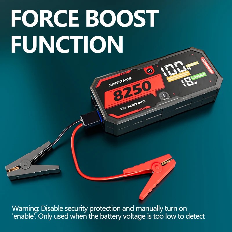 Car Battery 8250A Jump Starter 12V Pro Portable Booster PD65w 32000mAh Battery Car 13L For Emergency Car Booster Starting Device