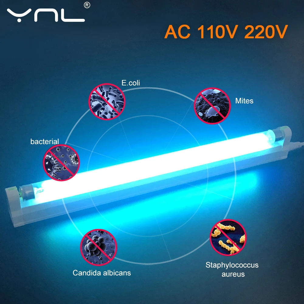 T5 UV 살균기 램프 AC 110V 220V 6W 8W LED 튜브 오존 살균 빛 살균 자외선 램프 실내 소독 빛 