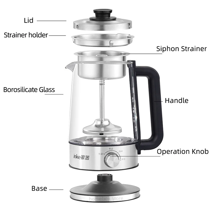 1.3L Electric Kettle Automatic Steam Spray Teapot with Filter Multifunctional Glass Teapots Thermo Pot Home Boil Water Kettle