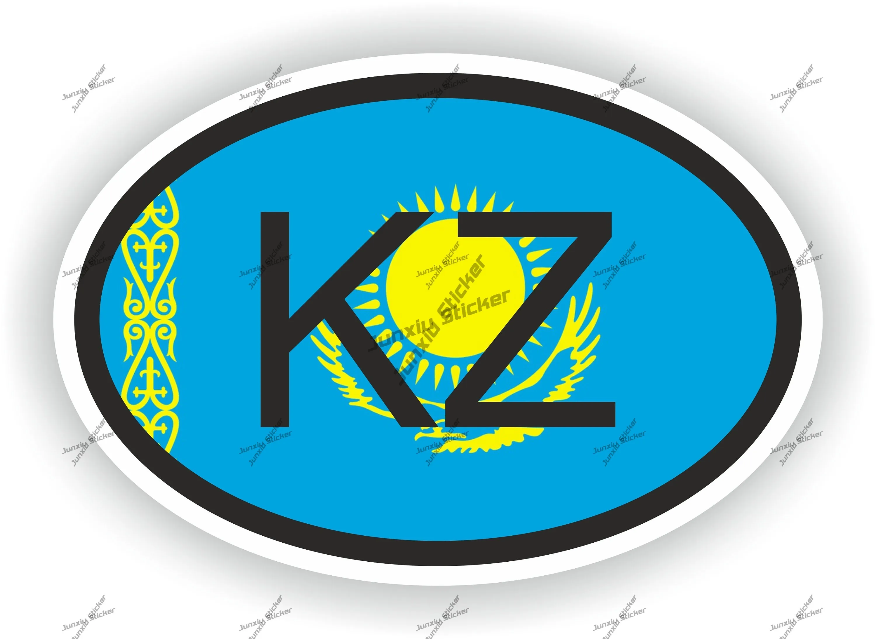 

Kazakhstan Kz Flag Country Code Oval Sticker Camper Accessories For The Car Tuning Stickers Funny Decoration Uv Protected Decals
