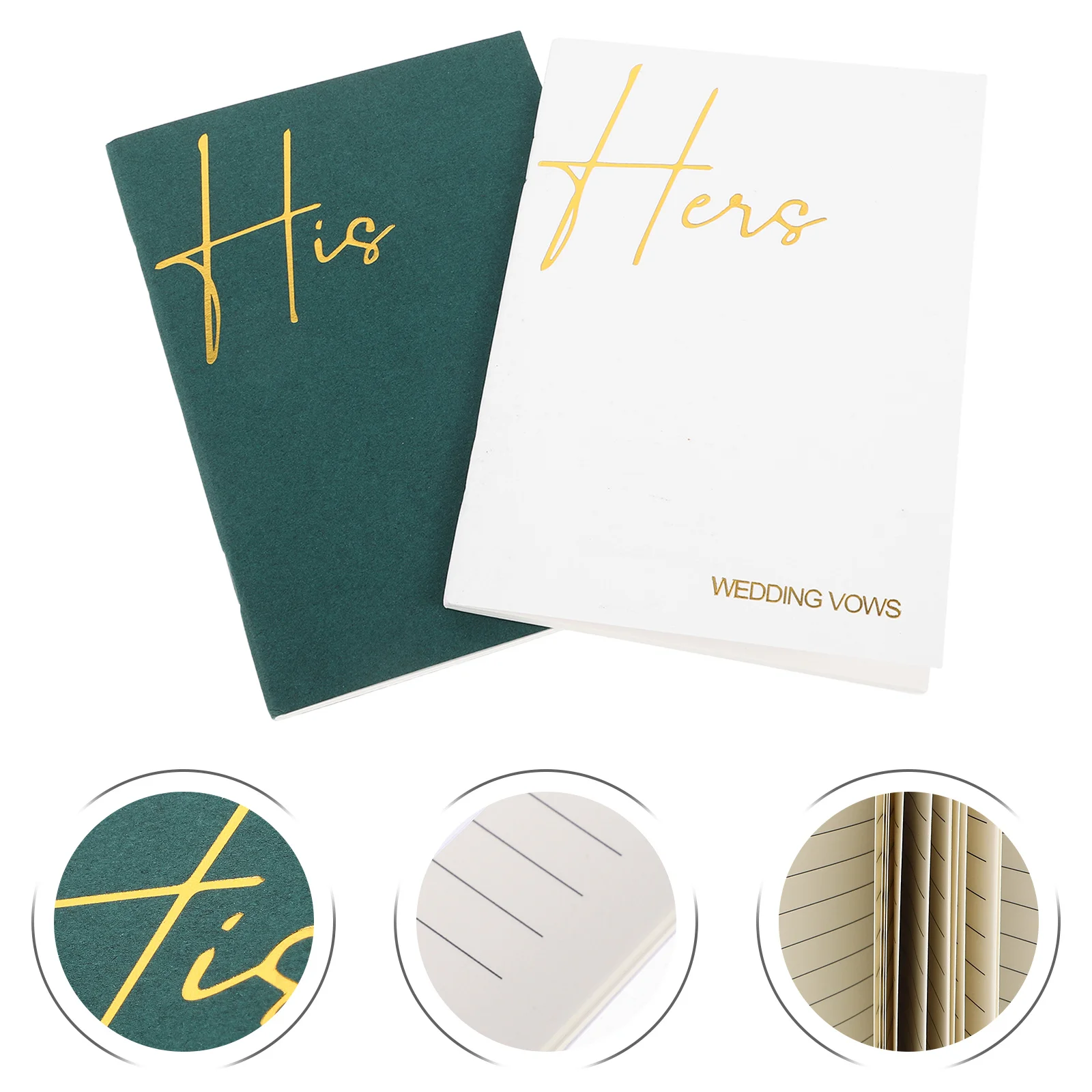 

2pcs Wedding Vow Books His Hers Lined Pages Vows Notebooks For Ceremony Speeches Keepsake Modern Design Marriage Oath Set