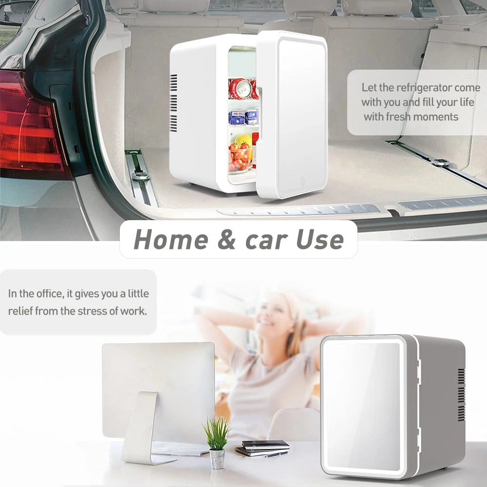 6L Car Refrigerator Car Home Dual-Use Mini Cosmetics Beauty Mini Refrigerator Mirror Refrigerator