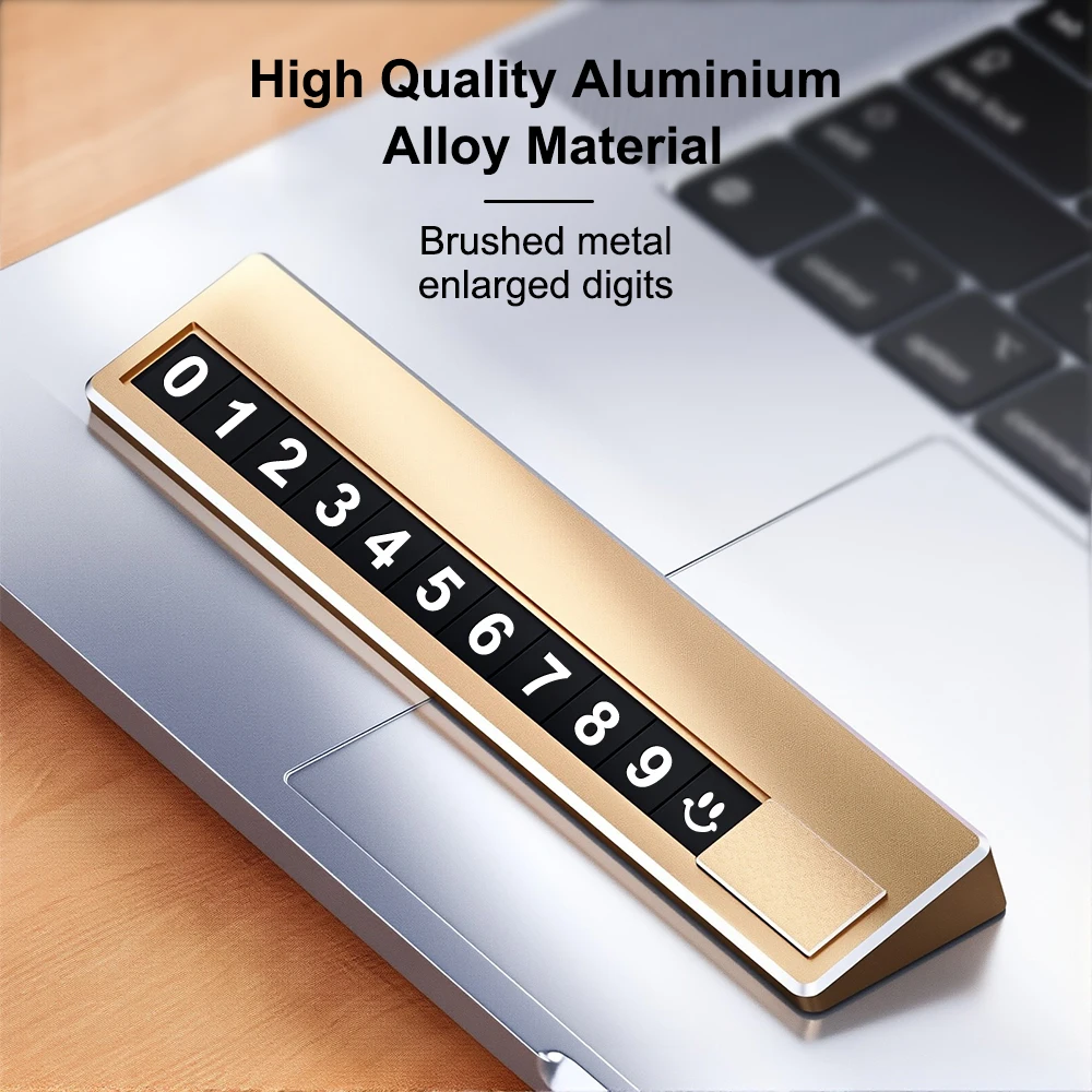 Grippopso Aluminium alloy Temporary Car Parking Card Phone Number Car Phone Holder Plate With 6 Sets Of Numbers Car Accessories