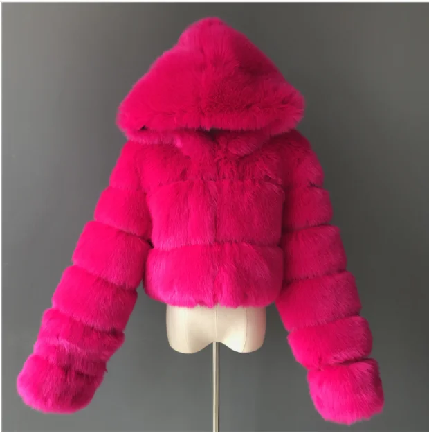 Manteau en fourrure de renard pour femme, veste courte à capuche, manches longues, naturel, optique, chaud, haute qualité, mode, nouveau, 2023