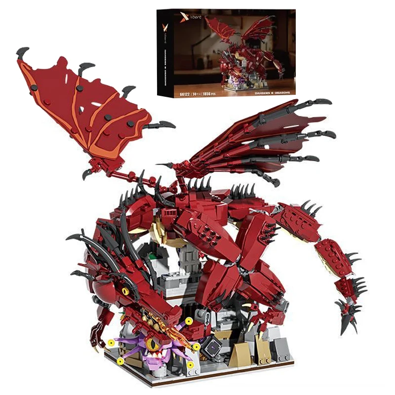 Blocs de construction Dungeon Fire Dragon, 1856 pièces, château d'aventure, vue sur la rue, modèle en briques, décoration de bureau, jouets pour enfants, cadeaux de vacances